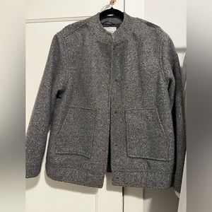 Grey oversized wool bomber jacket